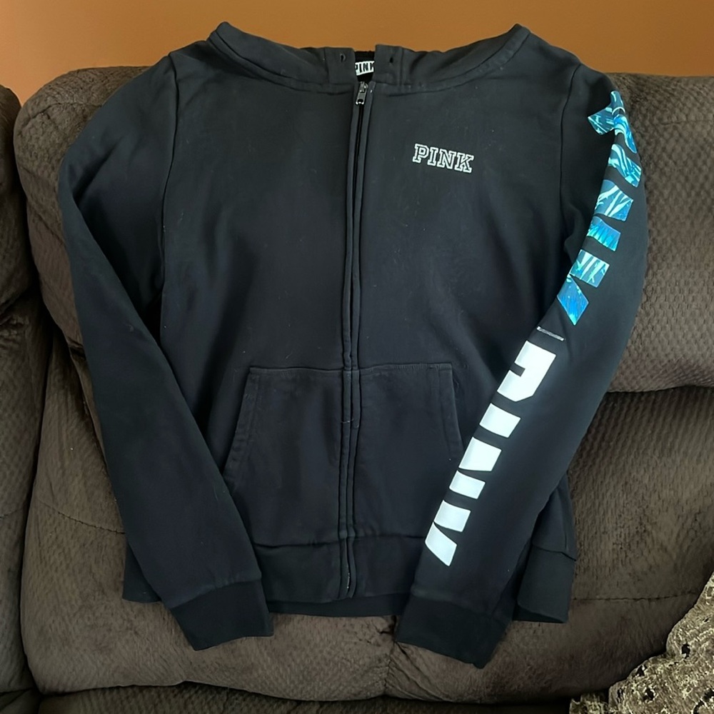 PINK zip up hoodie Large